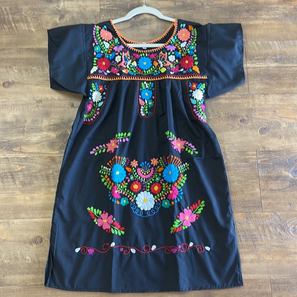 Authentic Mexican Floral Embroidered Dress  - Picture 7 of 7
